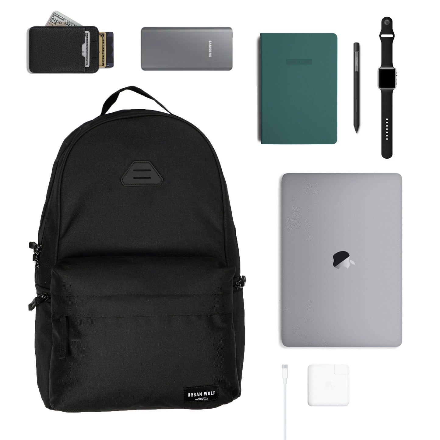 Urban Wolf 20L Unisex Casual Backpack for College and School-Black.