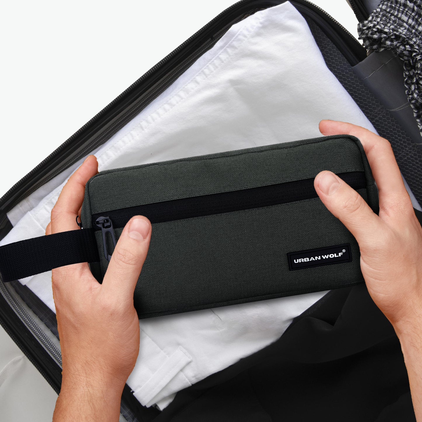 Urban Wolf Travel Toiletry Bag for Men and Women: Water-Resistant Shaving Kit/Bag for Toiletry Accessories, Hanging Dopp Kit, Cosmetics Pouch with Multiple Pockets (CHARCOAL)