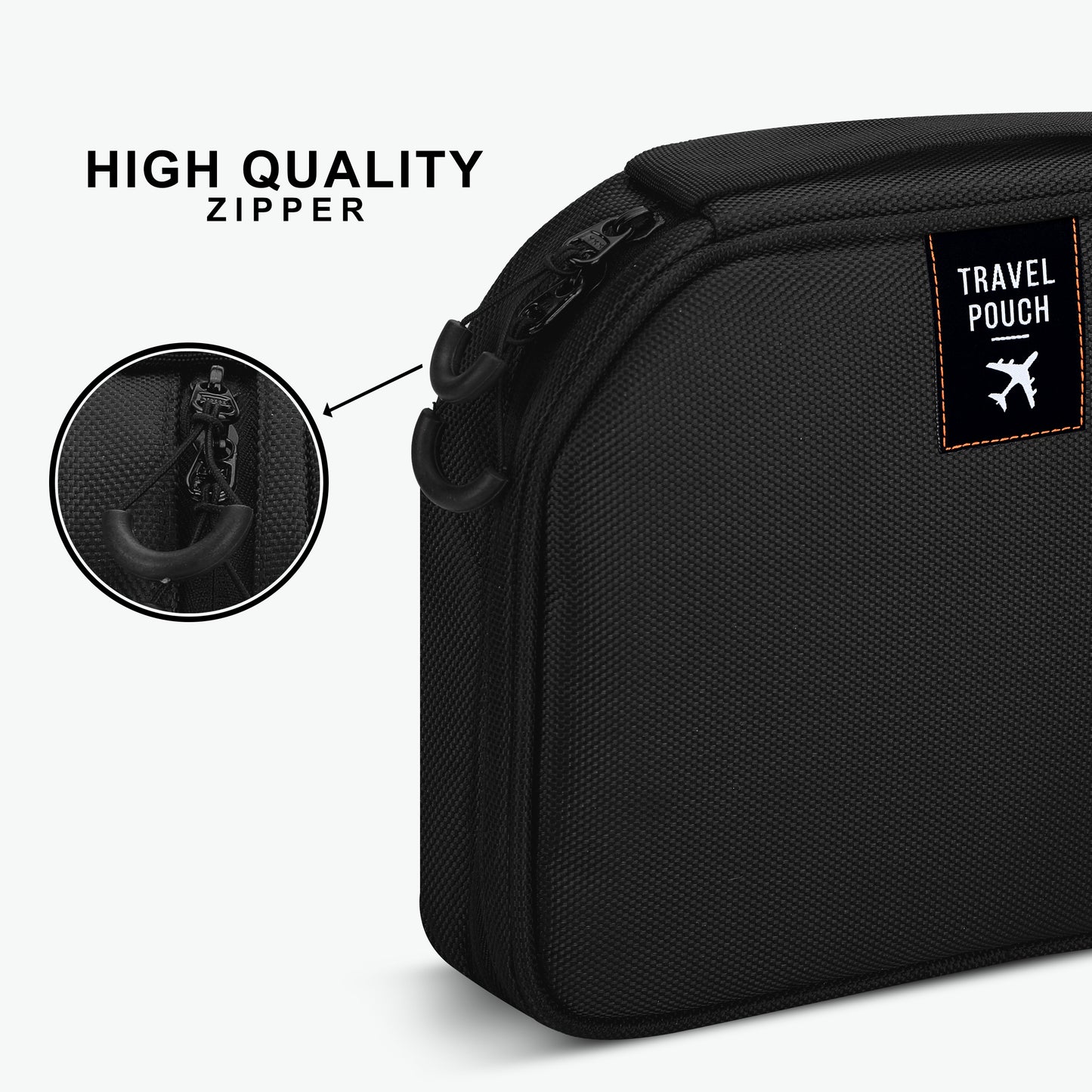 Urban Wolf Travel Pouch Large Capacity, Water-Resistant Travel Toiletry Organizer with Multiple Pockets & Hanging Hook Cosmetic Makeup Organizer with Mesh Pockets Travel Kit for Men and Women (Black)