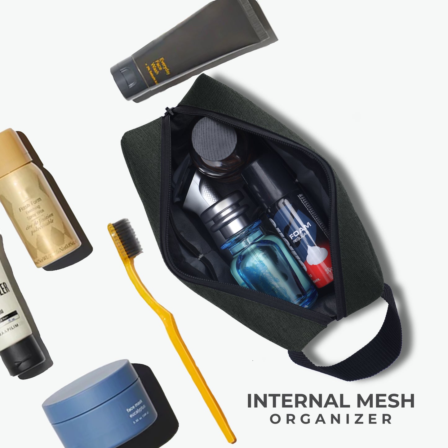 Urban Wolf Travel Toiletry Bag for Men and Women: Water-Resistant Shaving Kit/Bag for Toiletry Accessories, Hanging Dopp Kit, Cosmetics Pouch with Multiple Pockets (CHARCOAL)