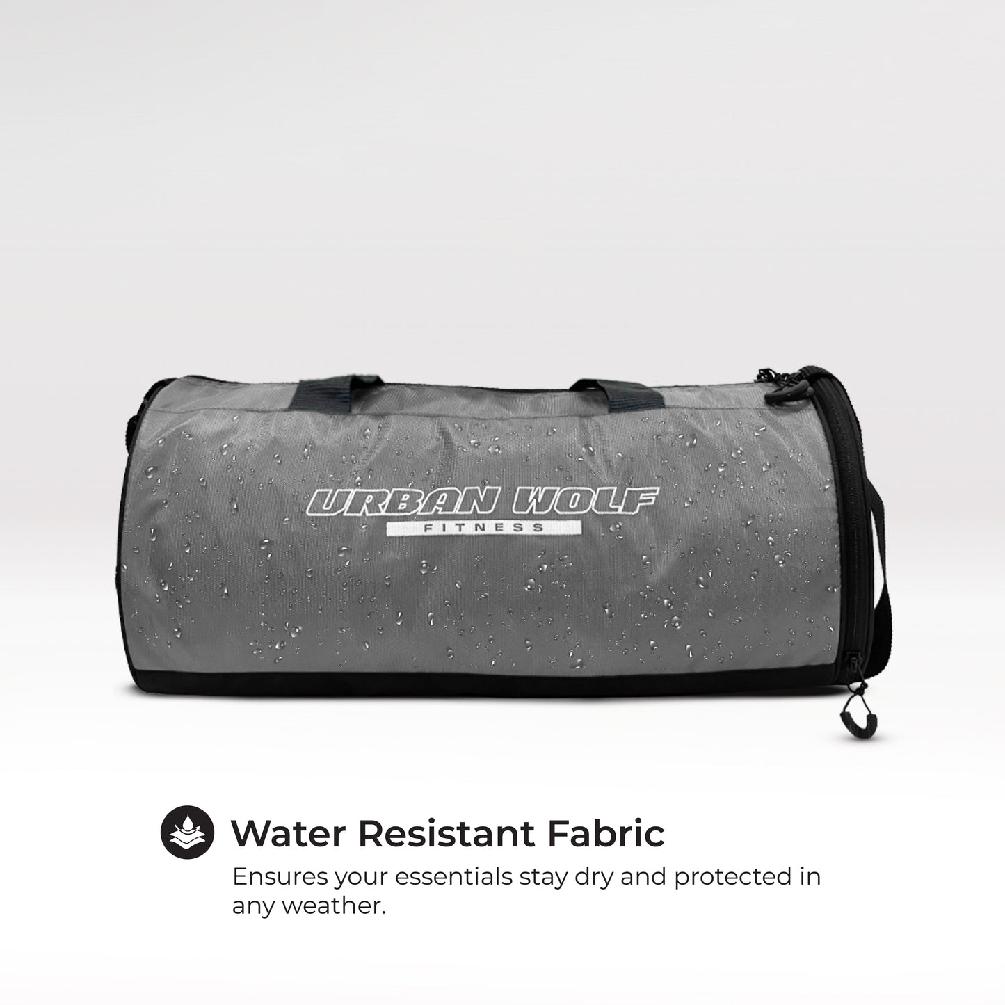 Urban Wolf 26L Gym Duffle Bag | Unisex Grey | Separate Shoe Compartment | Quick Access Pocket | Durable Polyester | Multi-Functional Sports & Travel Bag | Dimensions 49x23x23 cm