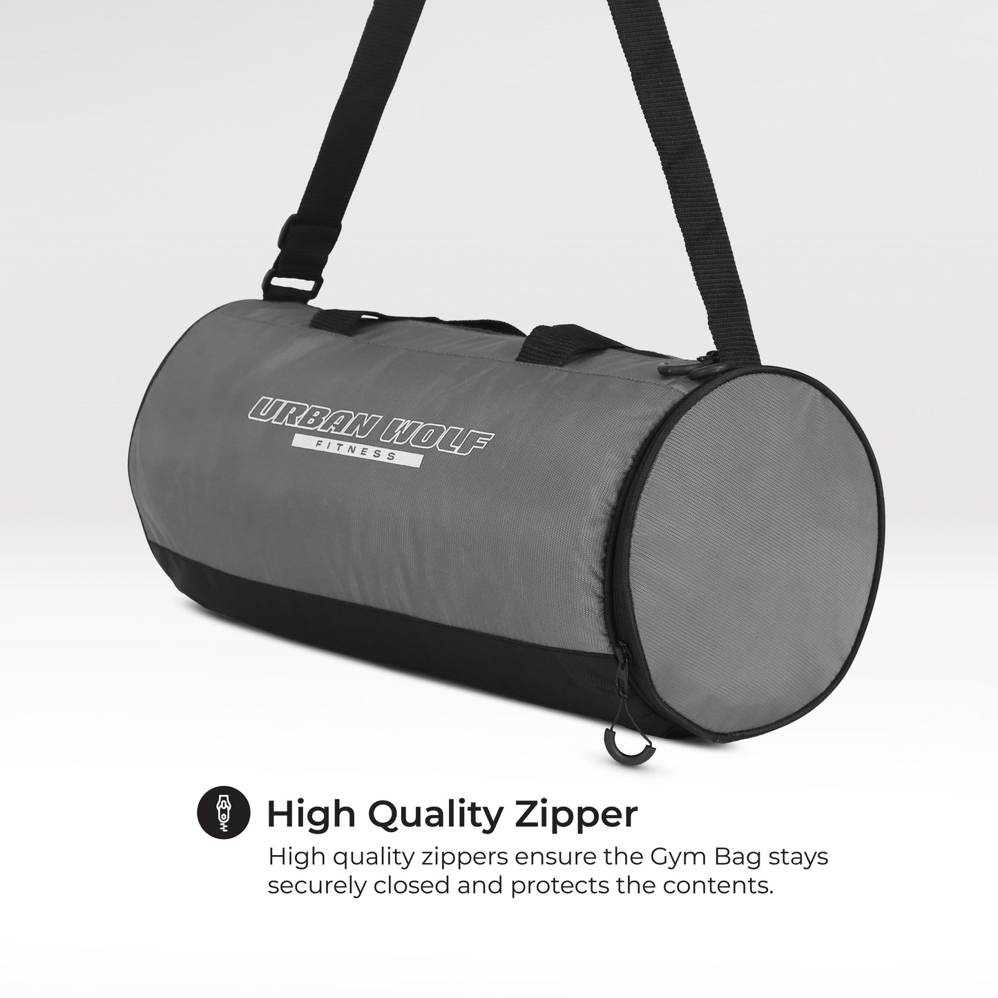 Urban Wolf 26L Gym Duffle Bag | Unisex Grey | Separate Shoe Compartment | Quick Access Pocket | Durable Polyester | Multi-Functional Sports & Travel Bag | Dimensions 49x23x23 cm