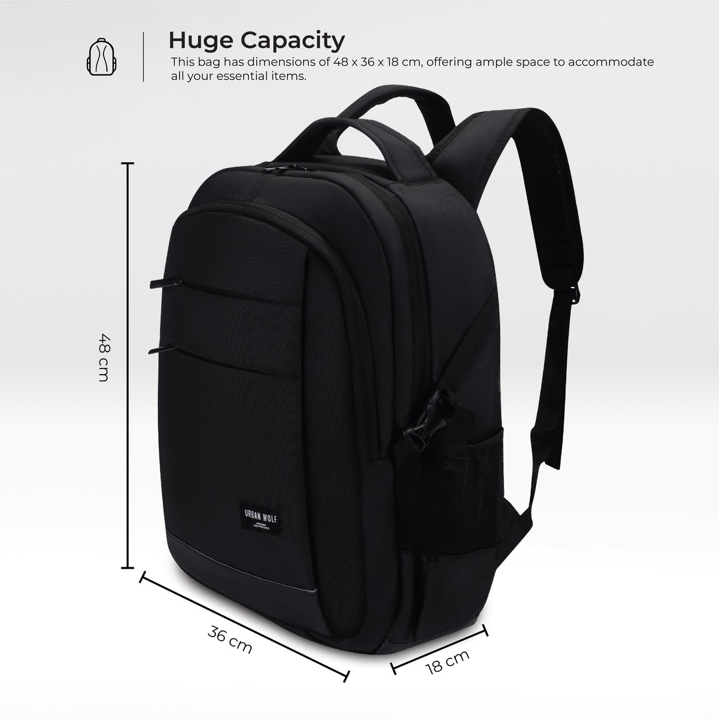 Urban Wolf Delta-Black Laptop backpack (BLACK)