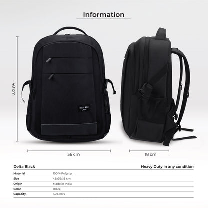 Urban Wolf Delta-Black Laptop backpack (BLACK)