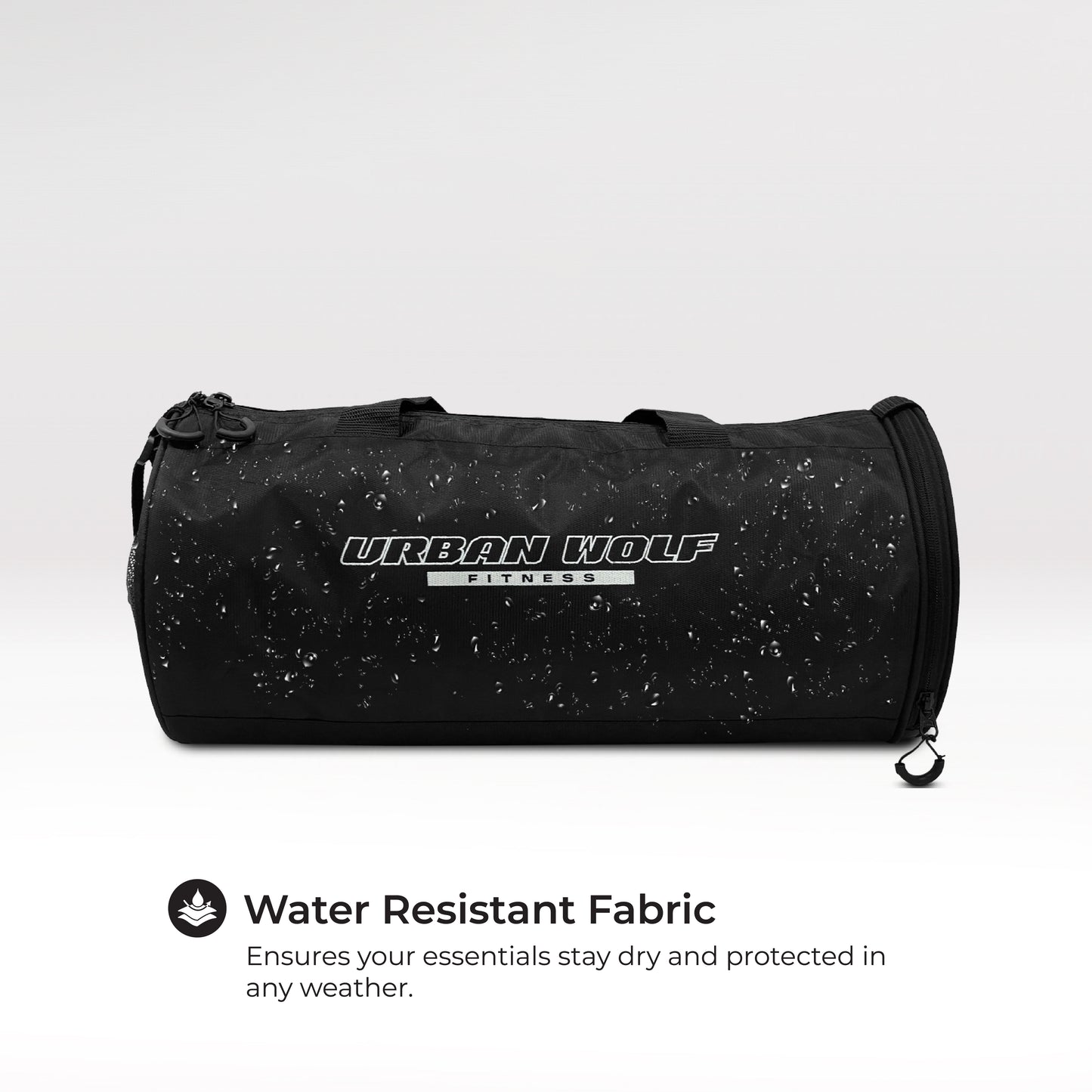 Urban Wolf 26L Gym Duffle Bag | Unisex Black | Separate Shoe Compartment | Quick Access Pocket | Durable Polyester | Multi-Functional Sports & Travel Bag | Dimensions 49x23x23 cm