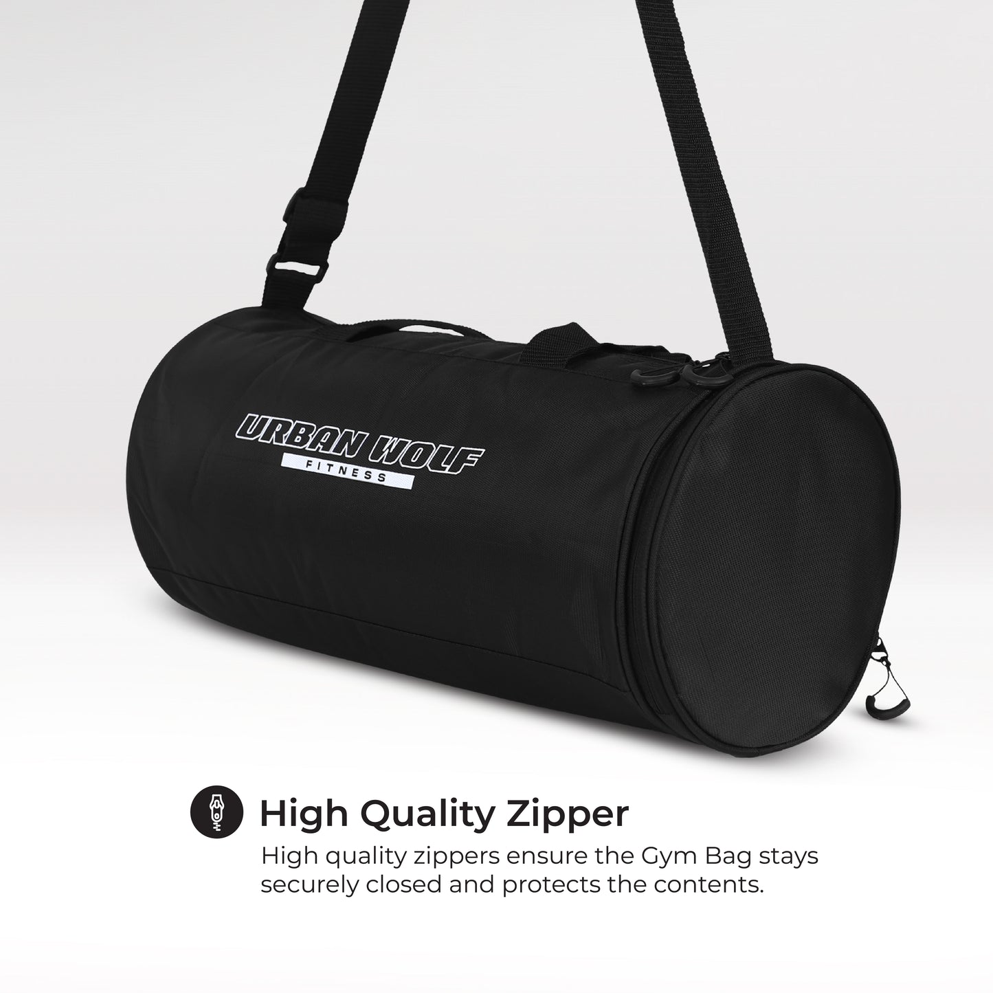 Urban Wolf 26L Gym Duffle Bag | Unisex Black | Separate Shoe Compartment | Quick Access Pocket | Durable Polyester | Multi-Functional Sports & Travel Bag | Dimensions 49x23x23 cm