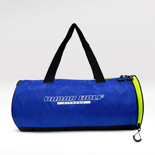 Urban Wolf 26L Gym Duffle Bag | Unisex Blue & Neon Green Zipper | Separate Shoe Compartment | Quick Access Pocket | Durable Polyester | Multi-Functional Sports & Travel Bag | Dimensions 49x23x23 cm