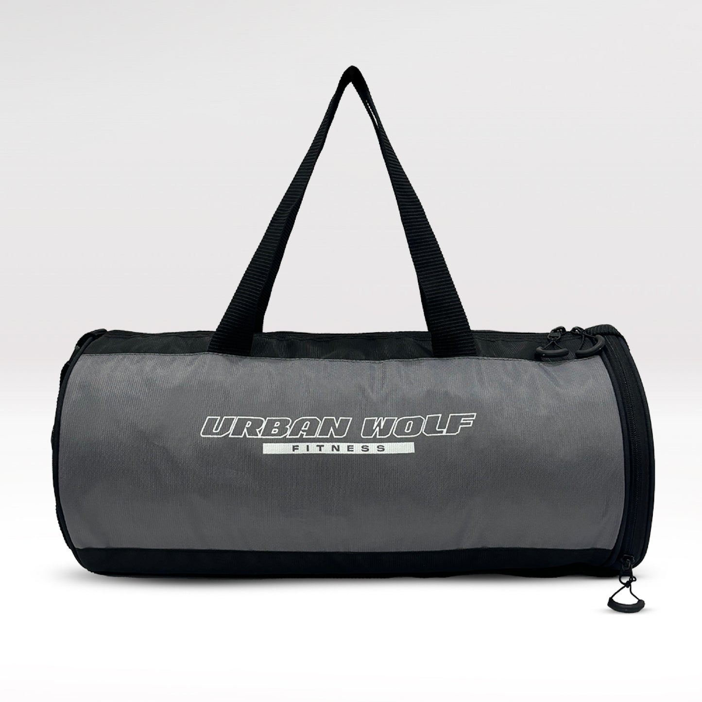 Urban Wolf 26L Gym Duffle Bag | Unisex Grey & Black | Separate Shoe Compartment | Quick Access Pocket | Durable Polyester | Multi-Functional Sports & Travel Bag | Dimensions 49x23x23 cm