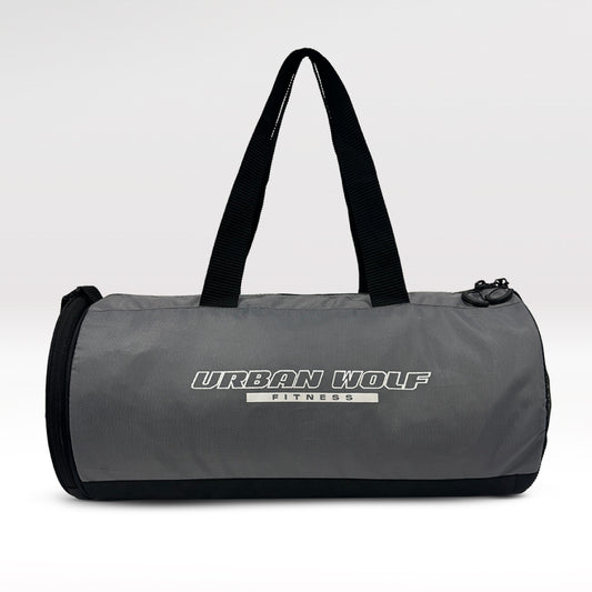 Urban Wolf 26L Gym Duffle Bag | Unisex Grey | Separate Shoe Compartment | Quick Access Pocket | Durable Polyester | Multi-Functional Sports & Travel Bag | Dimensions 49x23x23 cm